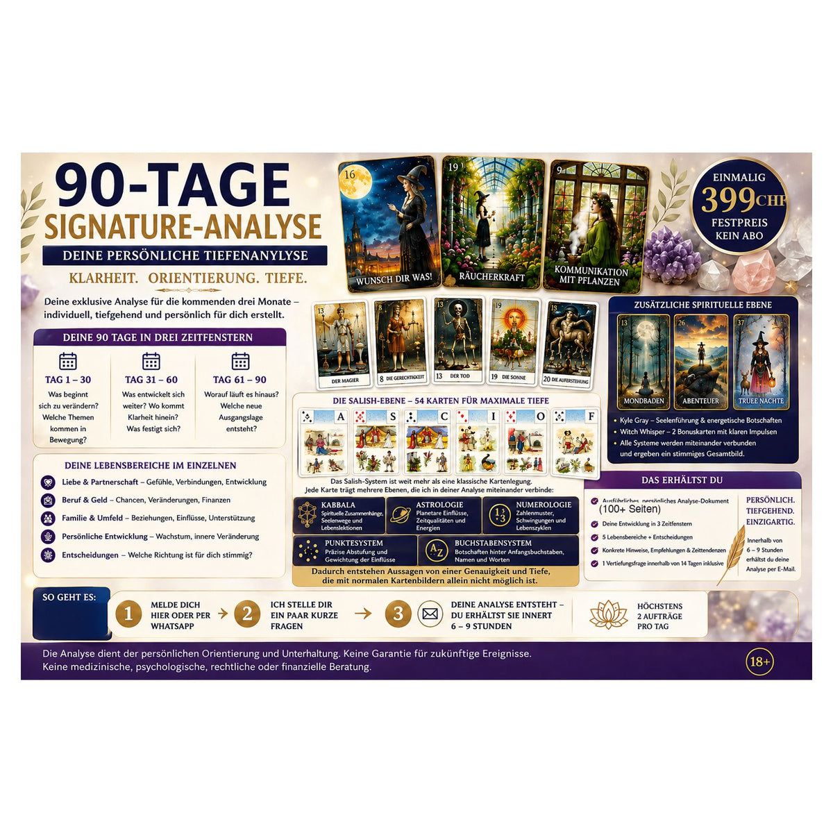 90-Tage Signature-Analyse für 399 CHF – persönliche Tiefenanalyse von Medium Charlotte, über 100 Seiten PDF, mit Salish-System, Kabbala, Astrologie und Numerologie