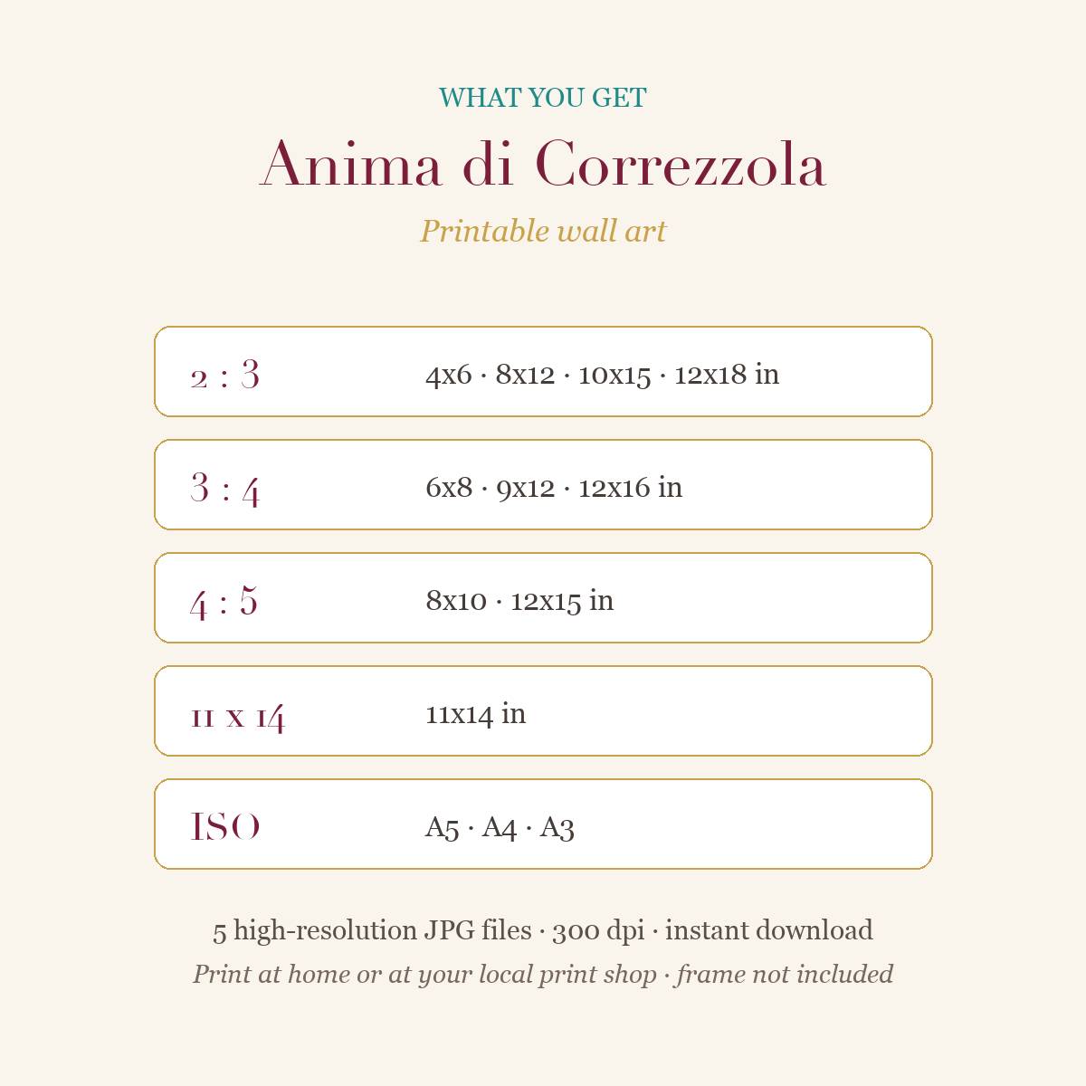 Anima di Correzzola – Veneto Landscape Wall Art Print with Golden Mask (Printable)