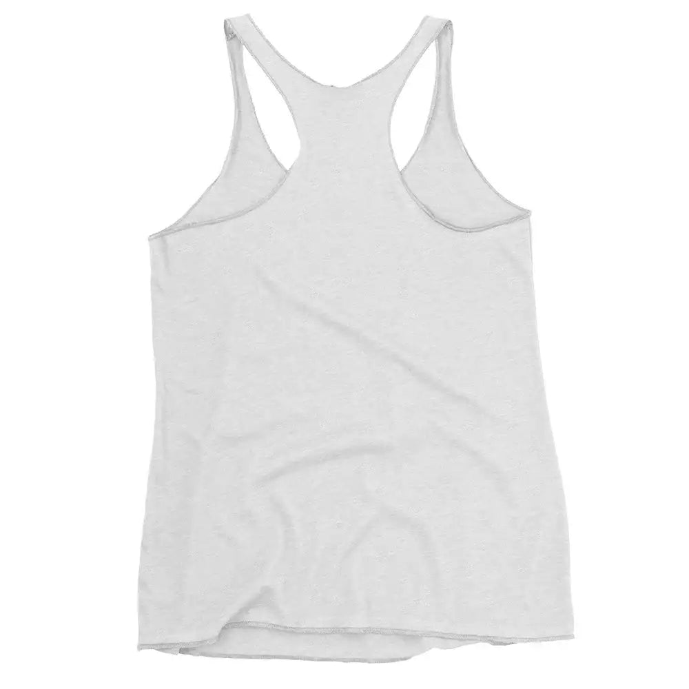 Seelenlicht Inner Light Damen-Racerback-Tank-Top in Meliert-Weiss, Rueckansicht mit Racerback-Schnitt von Medium Charlotte