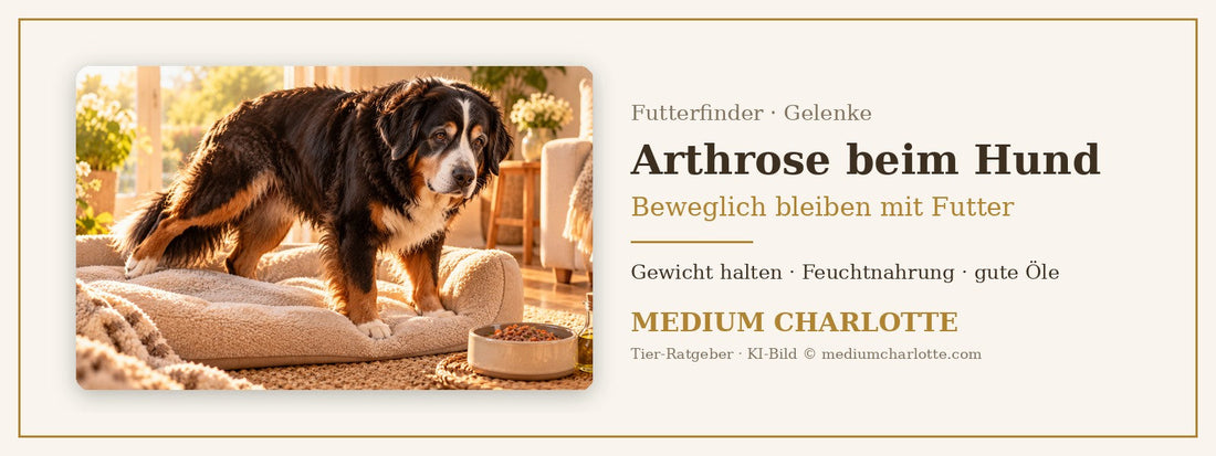 Arthrose beim Hund – Berner Sennenhund streckt sich am Morgen langsam neben seinem Hundebett