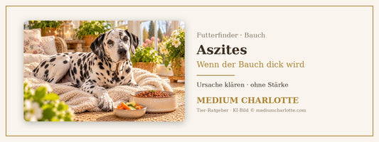 Aszites beim Hund – älterer Dalmatiner liegt ruhig auf einer weichen Decke, daneben ein Napf mit Feuchtfutter