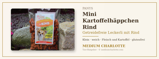 Getreidefreie Leckerli mit Rind – PANYS Mini Kartoffelhäppchen Rind im 150-g-Beutel