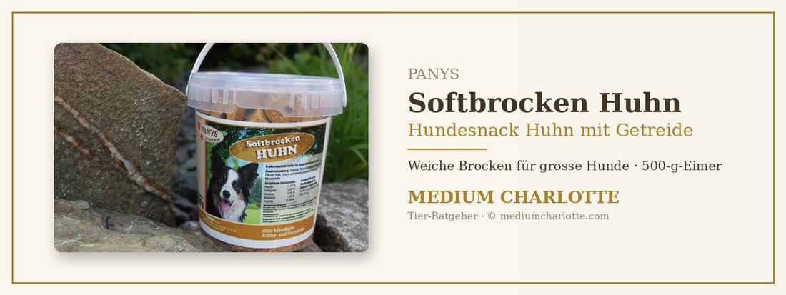 Hundesnack Huhn mit Getreide – PANYS Softbrocken Huhn im 500-g-Eimer