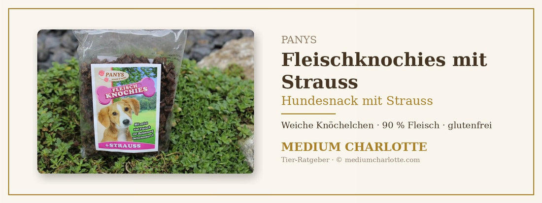 Hundesnack mit Strauss – PANYS Fleischknochies mit Strauss im 200-g-Beutel