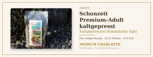 Kaltgepresstes Hundefutter light für ruhige Hunde – PANYS Schonzeit Premium-Adult kaltgepresst