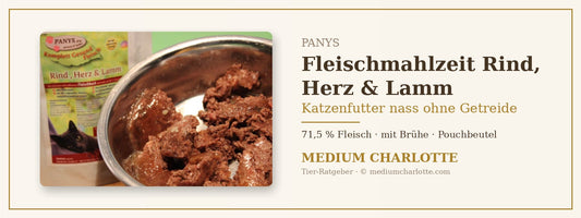 Katzenfutter nass ohne Getreide mit Rind – PANYS Fleischmahlzeit Rind, Herz &amp; Lamm