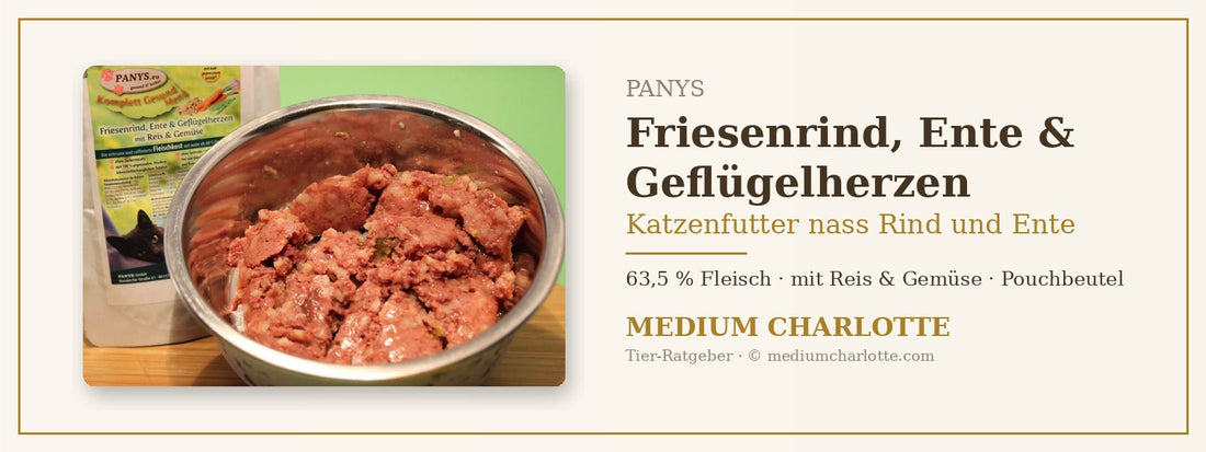 Katzenfutter nass Rind und Ente – PANYS Komplett Gesund Friesenrind, Ente &amp; Geflügelherzen