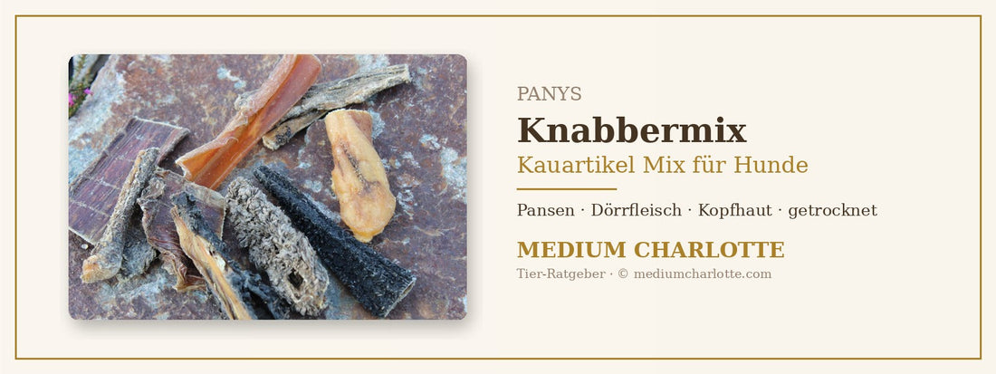 Kauartikel Mix für Hunde – PANYS Knabbermix mit Pansen, Dörrfleisch und Kopfhaut