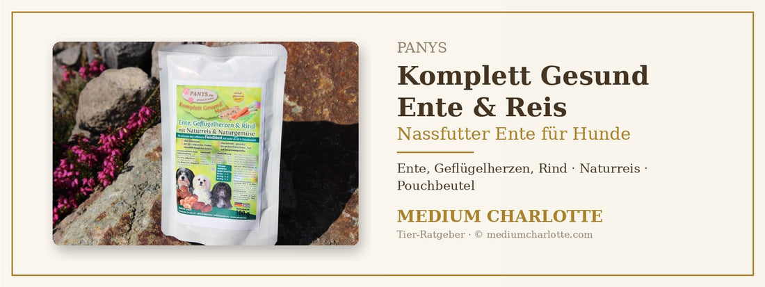 Nassfutter Ente für Hunde – PANYS Komplett Gesund Menü Ente, Geflügelherzen, Naturreis