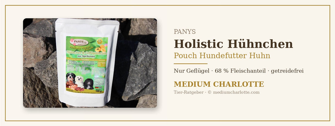 Pouch Hundefutter Huhn – PANYS Holistic Hühnchen, Geflügelherzen und Aprikose