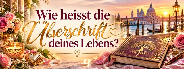 Spiritueller Jahresplaner Diario dell'Anima mit der Frage „Wie heisst die Überschrift deines Lebens?" vor Venedig-Kulisse