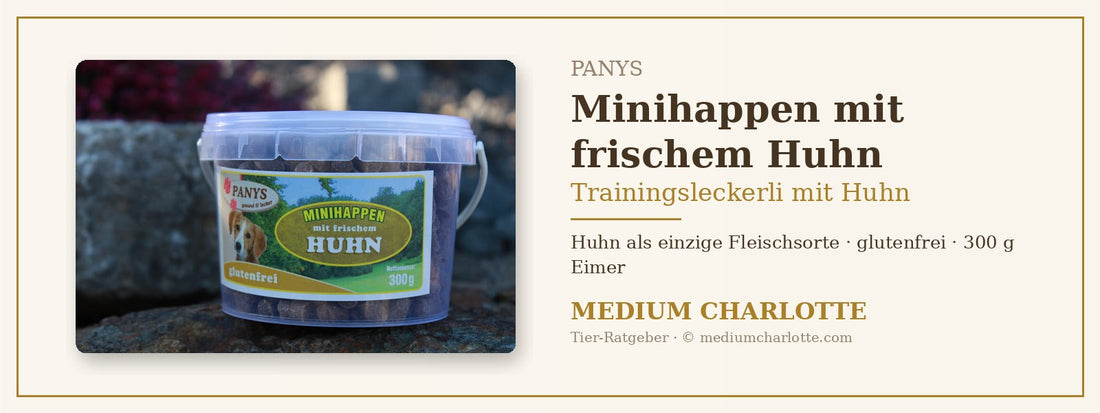 Trainingsleckerli mit Huhn – PANYS Minihappen mit frischem Huhn im 300-g-Eimer