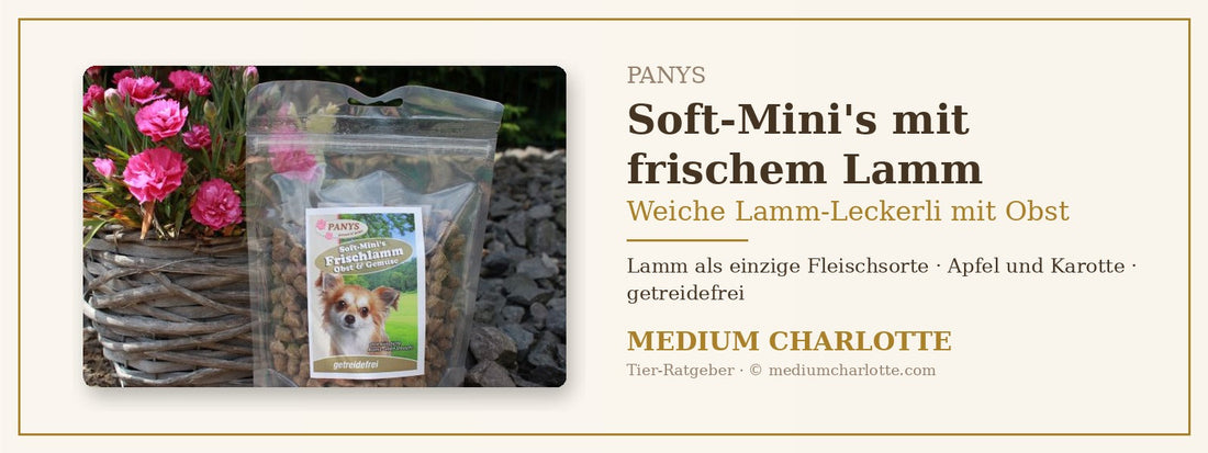 Weiche Lamm-Leckerli mit Obst – PANYS Soft-Mini's Frischlamm, Obst und Gemüse im 200-g-Beutel