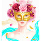Anima delle Rose – Venetian Wall Art Print, Golden Mask with Roses (Printable)