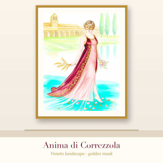 Anima di Correzzola – Veneto Landscape Wall Art Print with Golden Mask (Printable)