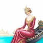 Anima in Gondola – Venetian Wall Art Print, Masked Lady in a Gondola (Printable)