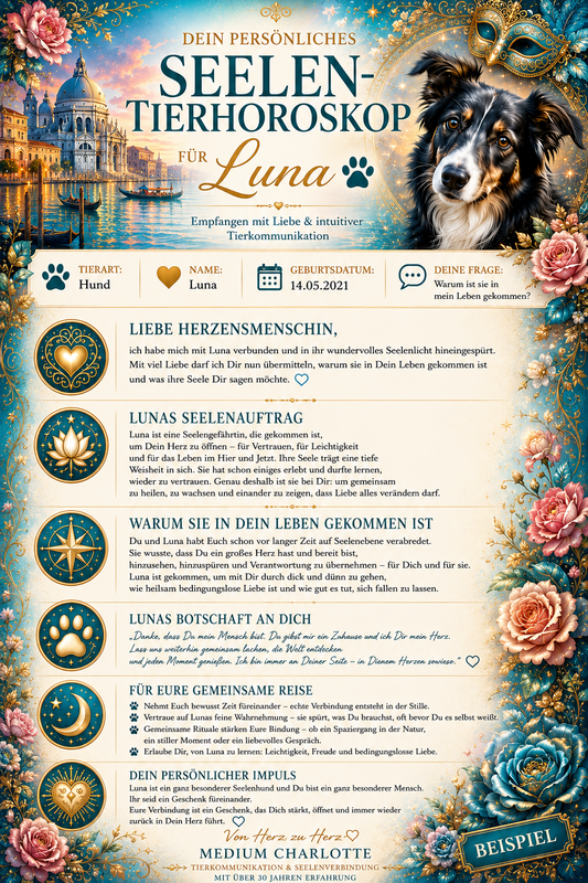 Seelen-Tierhoroskop – Persönliches Reading für Hund, Katze & Pferd