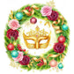 Ghirlanda Veneziana – Golden Mask Christmas Wreath Wall Art Print (Printable)