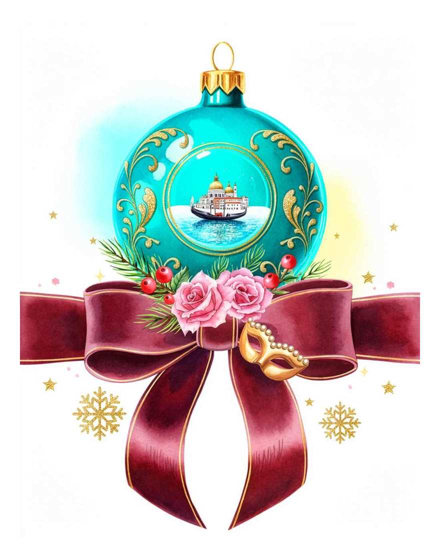 Sfera di Murano – Murano Christmas Ornament with Venice, Wall Art Print (Printable)