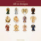 Venetian Christmas Angels Clipart – 12 Transparent PNG