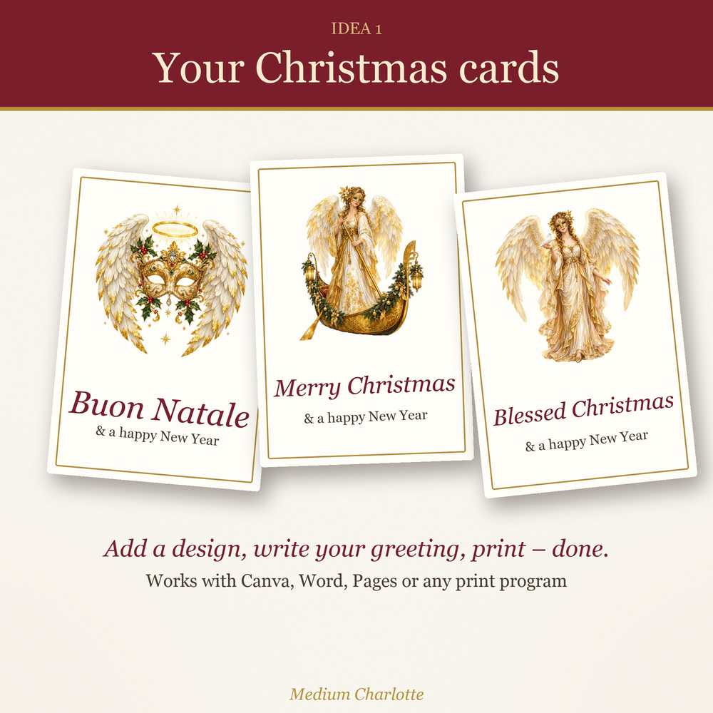 Venetian Christmas Angels Clipart – 12 Transparent PNG