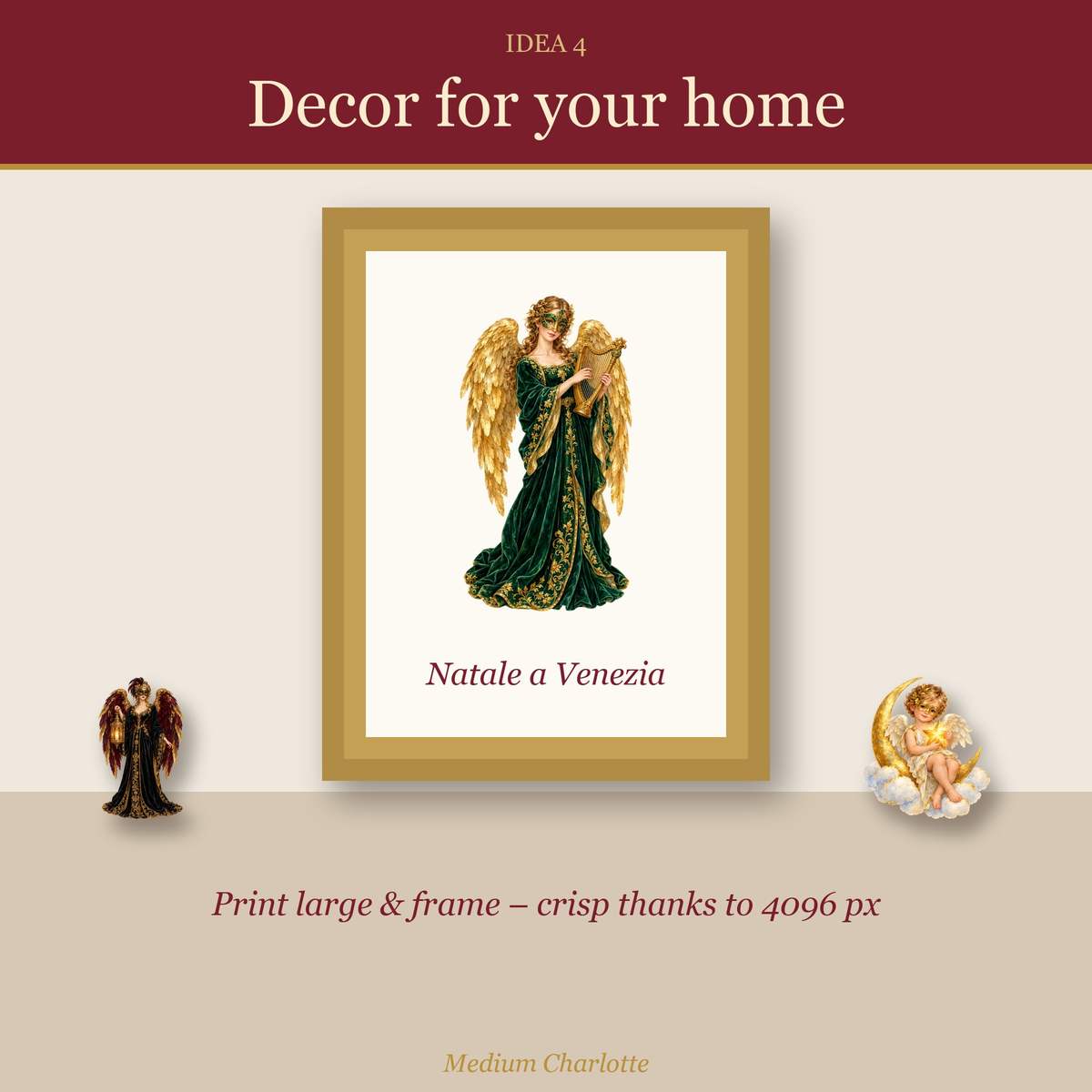 Venetian Christmas Angels Clipart – 12 Transparent PNG