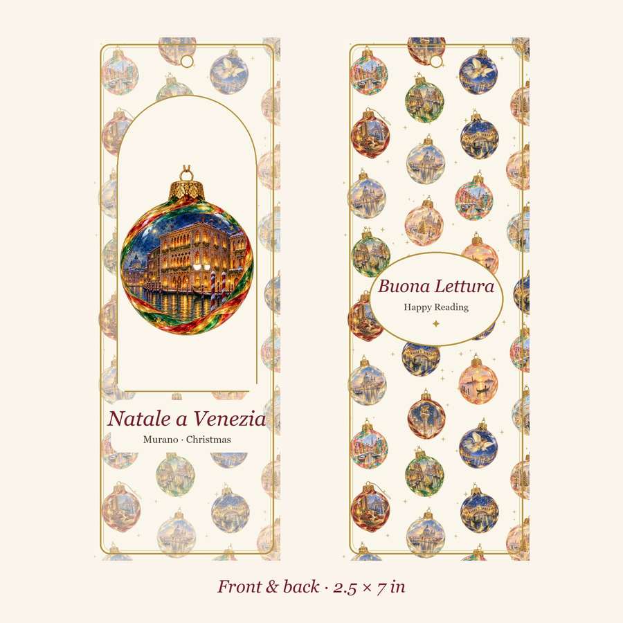 Printable Venetian Christmas Bookmarks – Front & Back