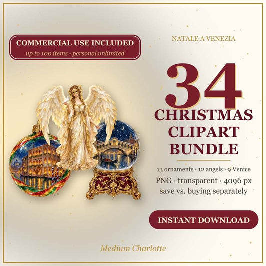 Natale a Venezia Christmas Clipart Bundle – 34 Transparent PNG