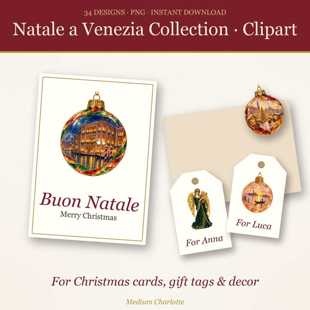 Natale a Venezia Christmas Clipart Bundle – 34 Transparent PNG
