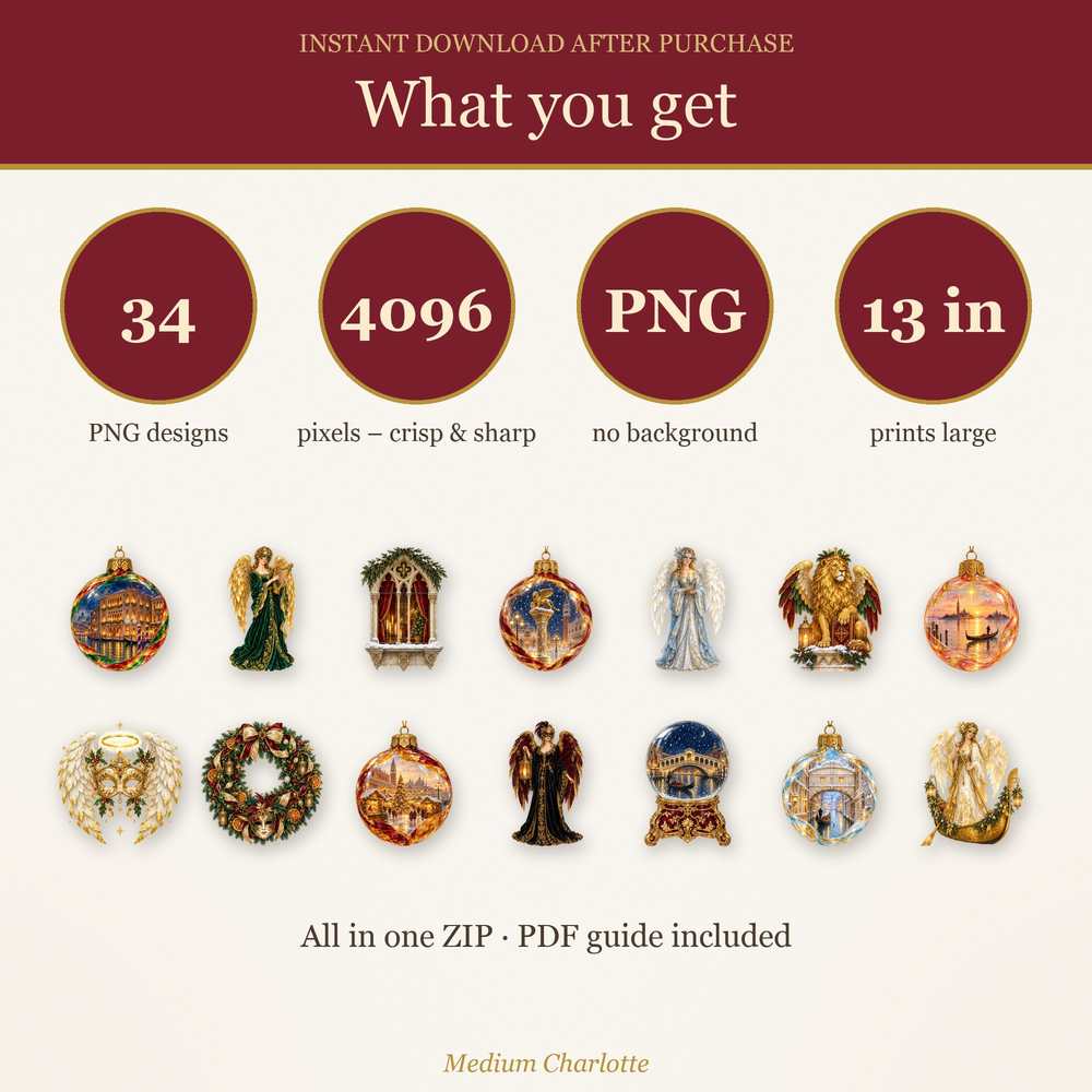 Natale a Venezia Christmas Clipart Bundle – 34 Transparent PNG