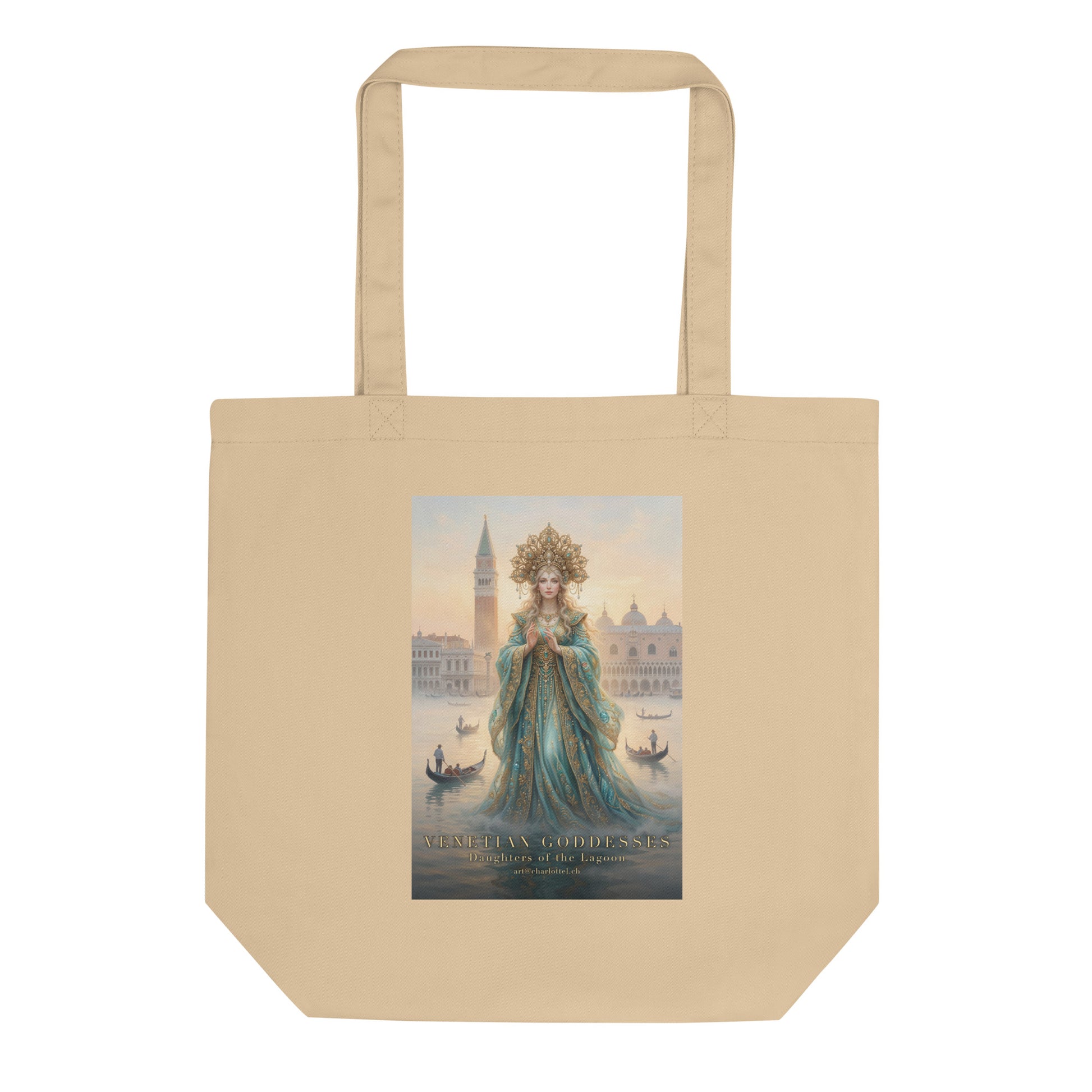 Goldhaarige venezianische Göttin der Goldenen Lagune auf einer Eco Tote Bag aus Bio-Baumwolle – Medium Charlotte