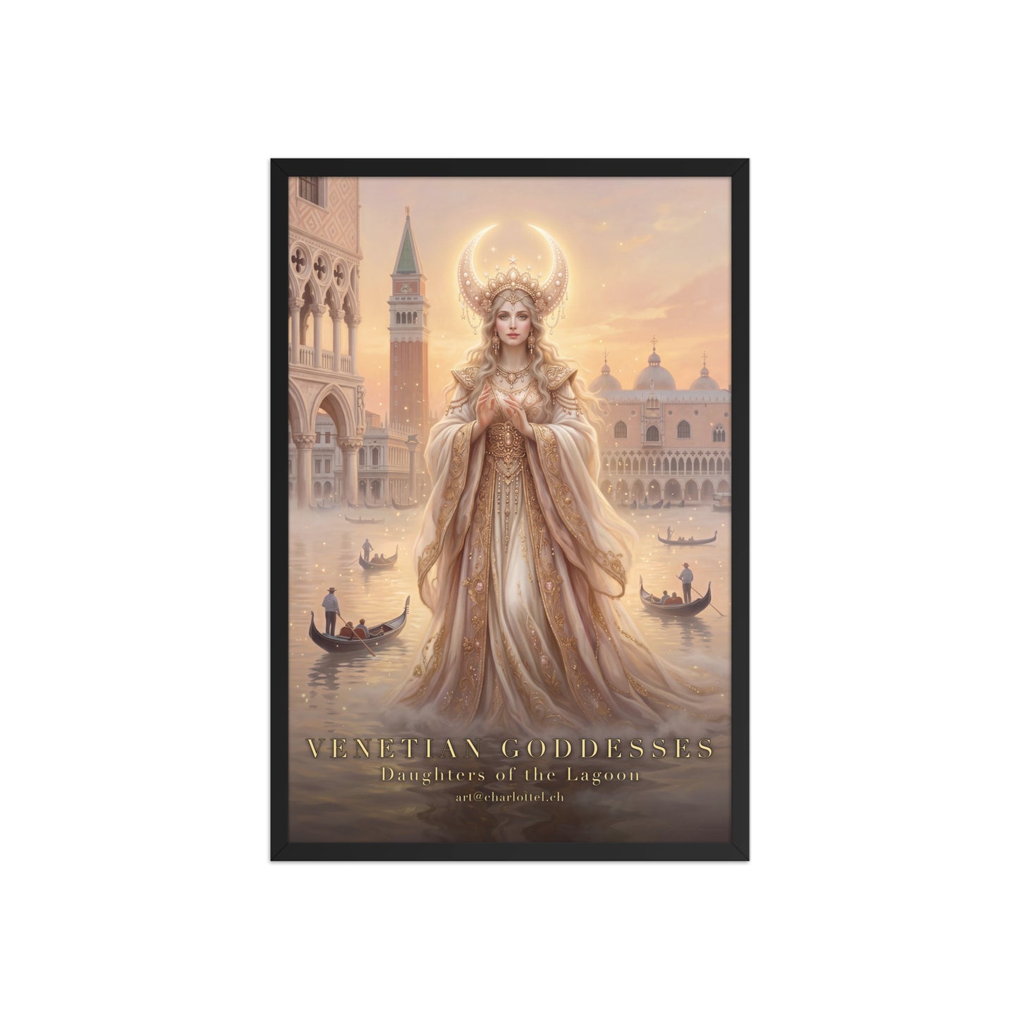 Venezianische Mond-Göttin – gerahmtes Poster von Medium Charlotte