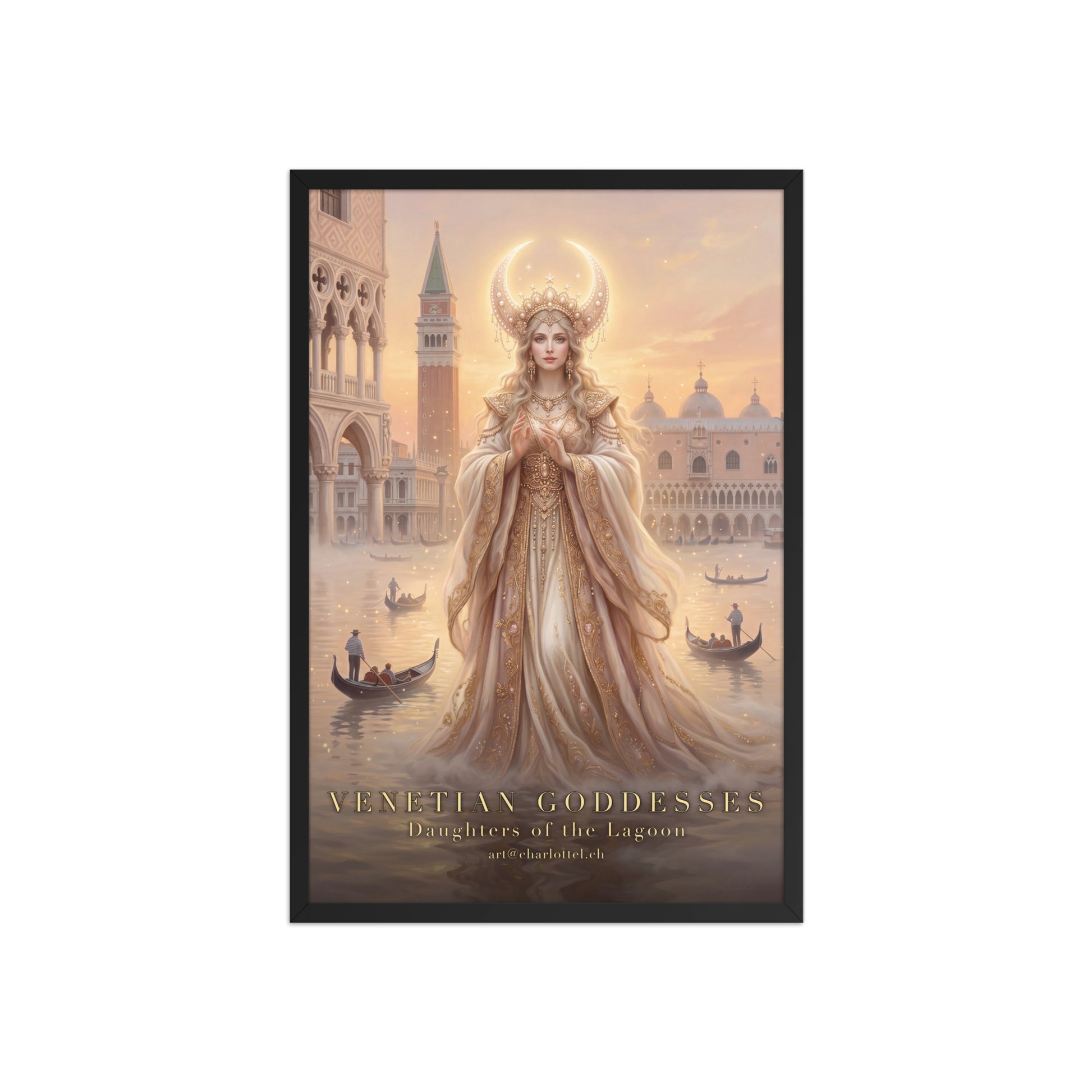 Venezianische Mond-Göttin – gerahmtes Poster von Medium Charlotte