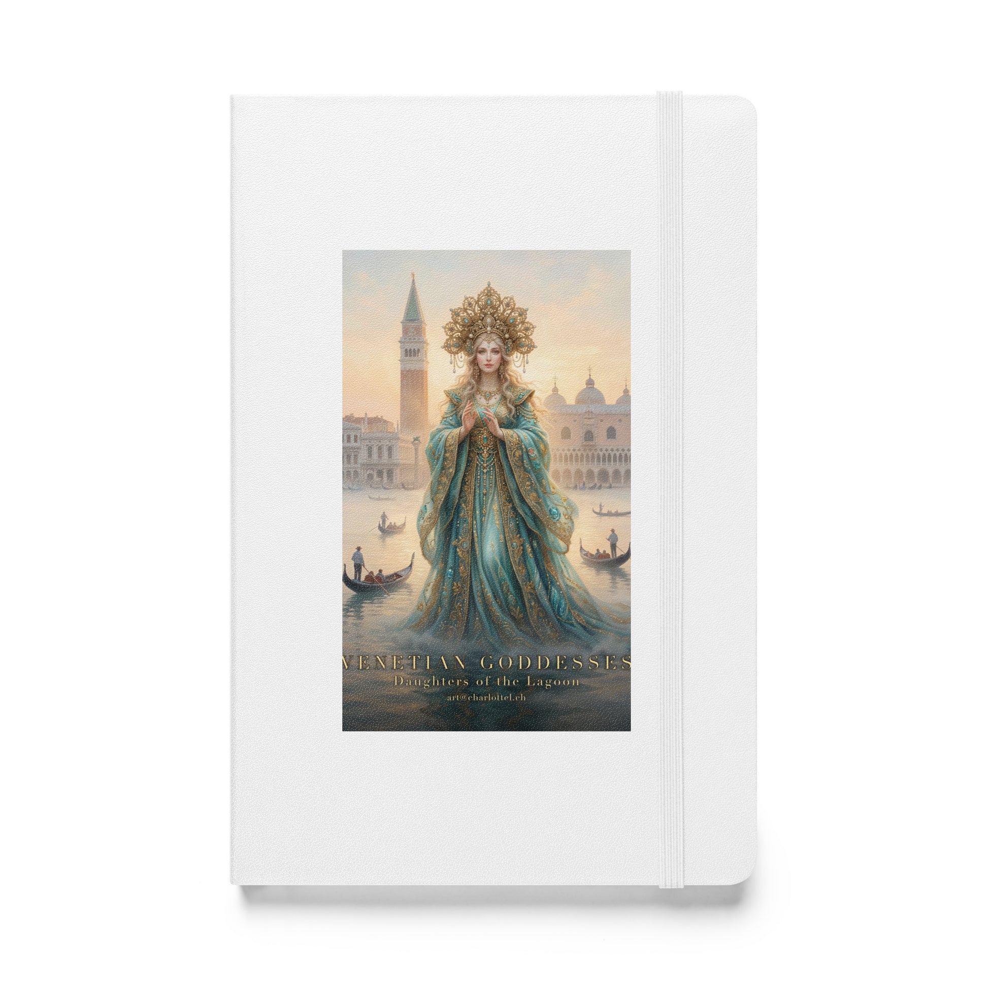 Goldhaarige venezianische Göttin der Goldenen Lagune auf einem Hardcover-Journal – Medium Charlotte