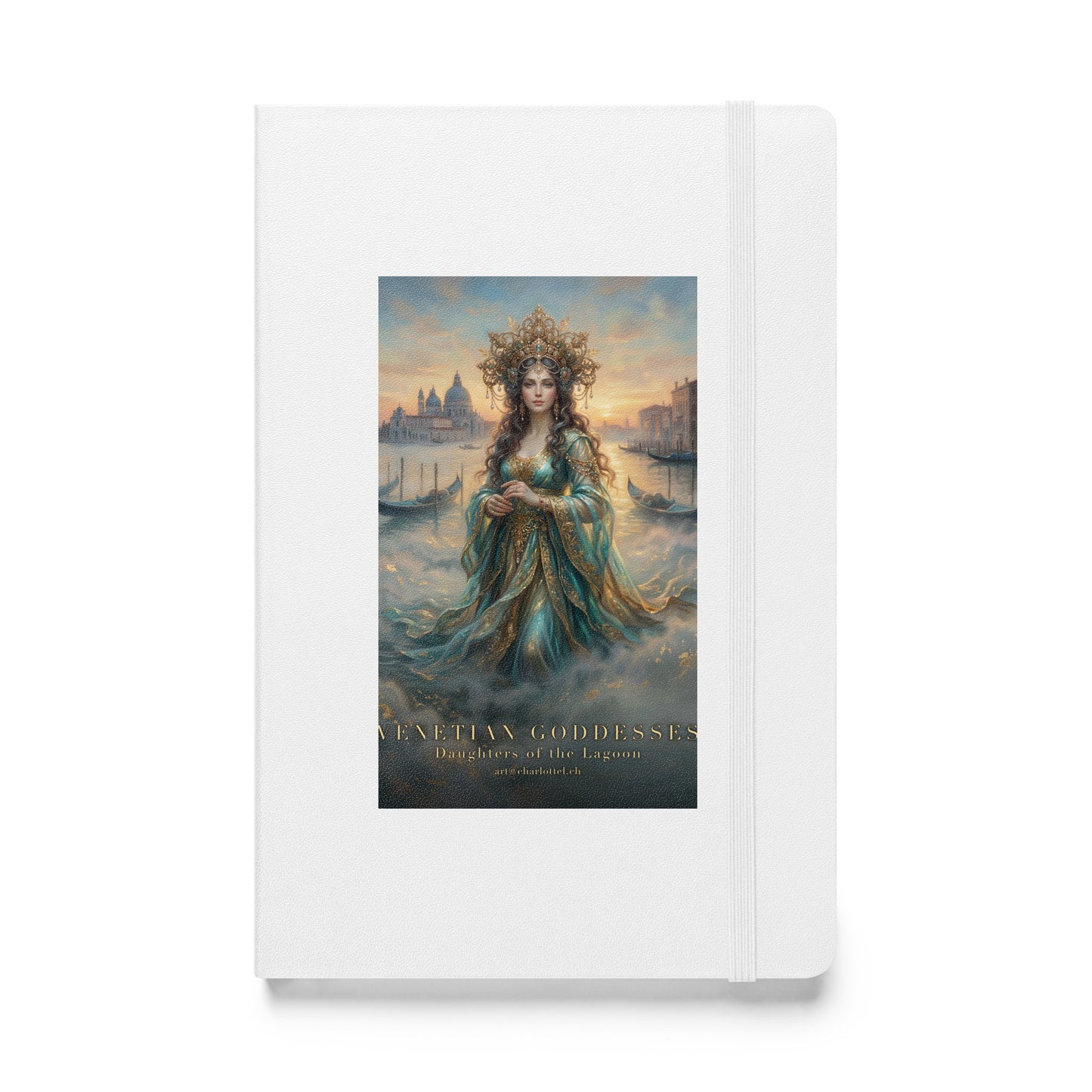 Dunkelhaarige venezianische Lagunen-Göttin auf einem Hardcover-Journal – Medium Charlotte