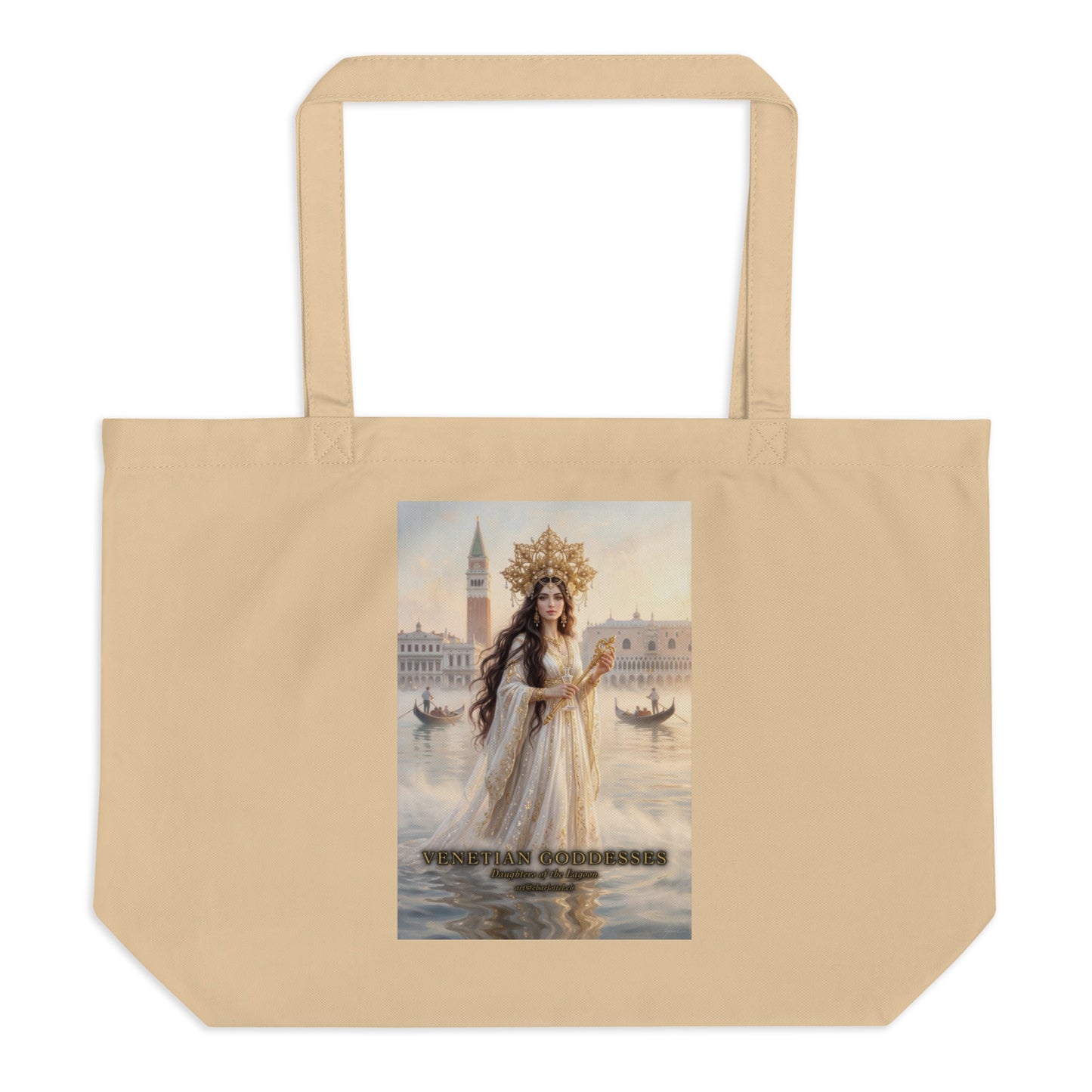 Lagunen-Königin große Eco Tote aus Bio-Baumwolle – venezianische Göttin, Venetian Goddesses