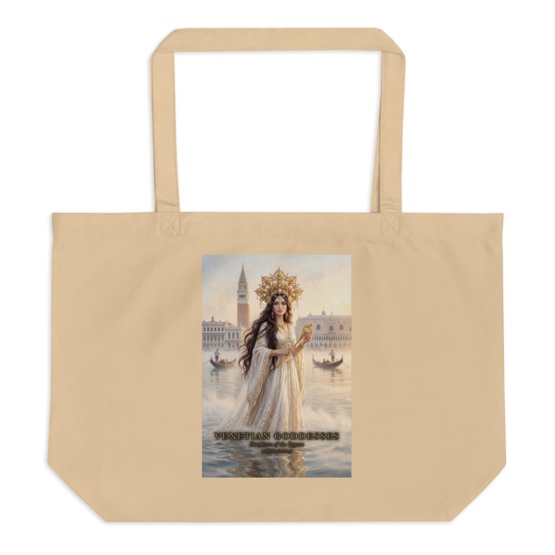 Lagunen-Königin große Eco Tote aus Bio-Baumwolle – venezianische Göttin, Venetian Goddesses