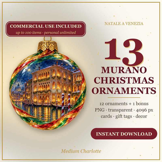 Murano Christmas Ornaments Clipart – 13 Transparent PNG (Venice Christmas)
