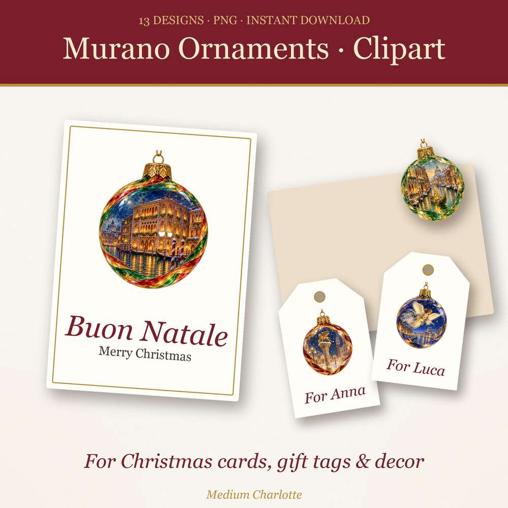 Murano Christmas Ornaments Clipart – 13 Transparent PNG (Venice Christmas)