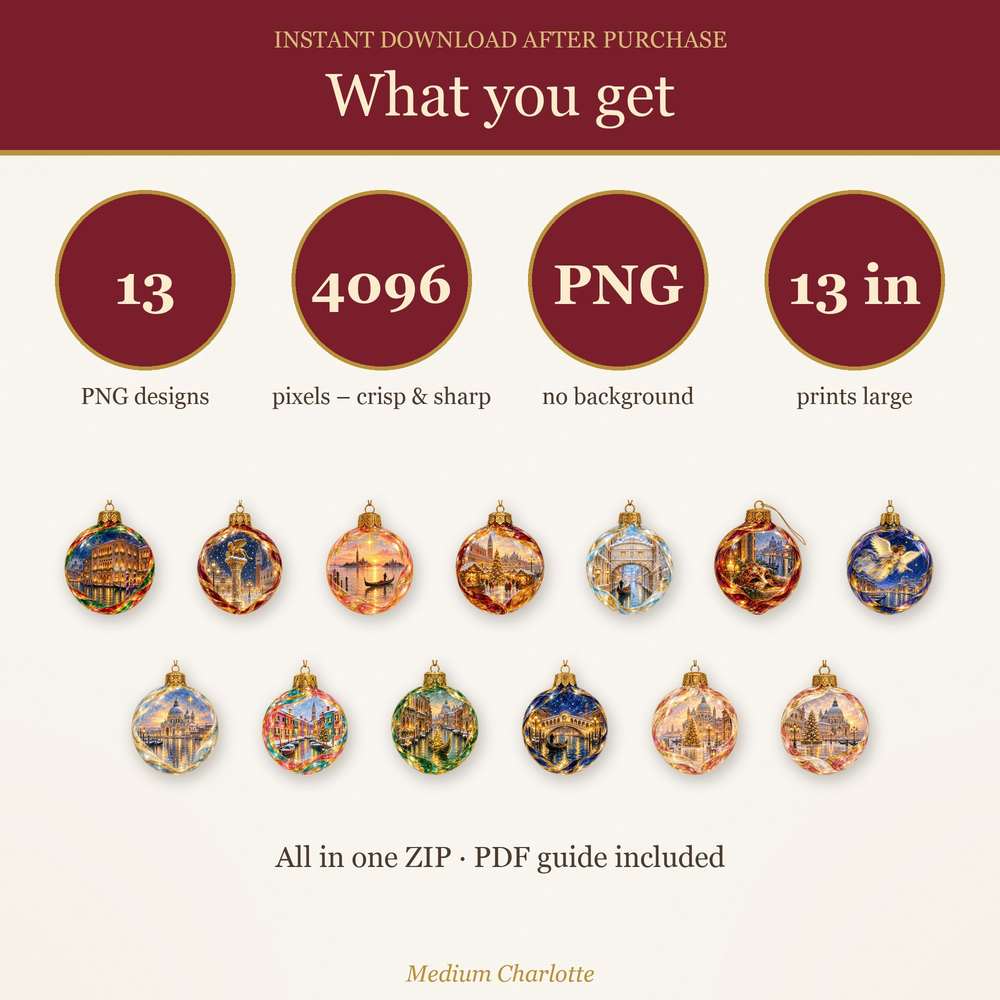 Murano Christmas Ornaments Clipart – 13 Transparent PNG (Venice Christmas)