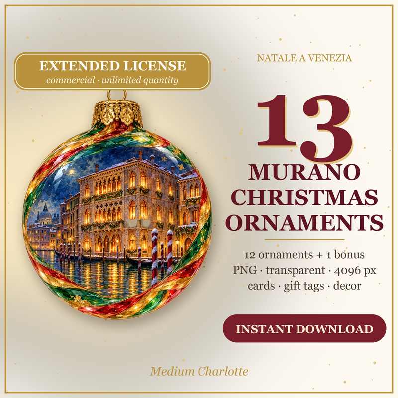 Murano Christmas Ornaments Clipart – 13 Transparent PNG (Venice Christmas)