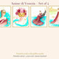 Anime di Venezia – Set of 4 Venetian Wall Art Prints with Golden Masks (Printable)