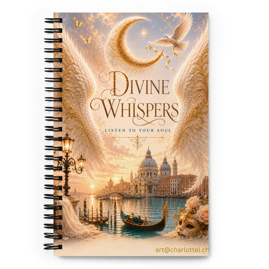 Spirituelles Notizbuch Divine Whispers mit Venedig-Motiv – Cover-Ansicht von Medium Charlotte