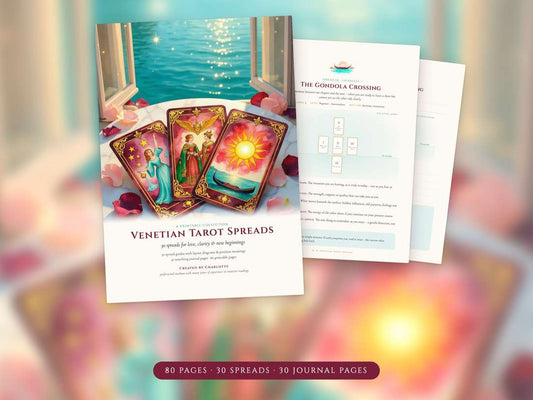 Venetian Tarot Spreads printable tarot spread book with tarot cards and Venetian illustrations