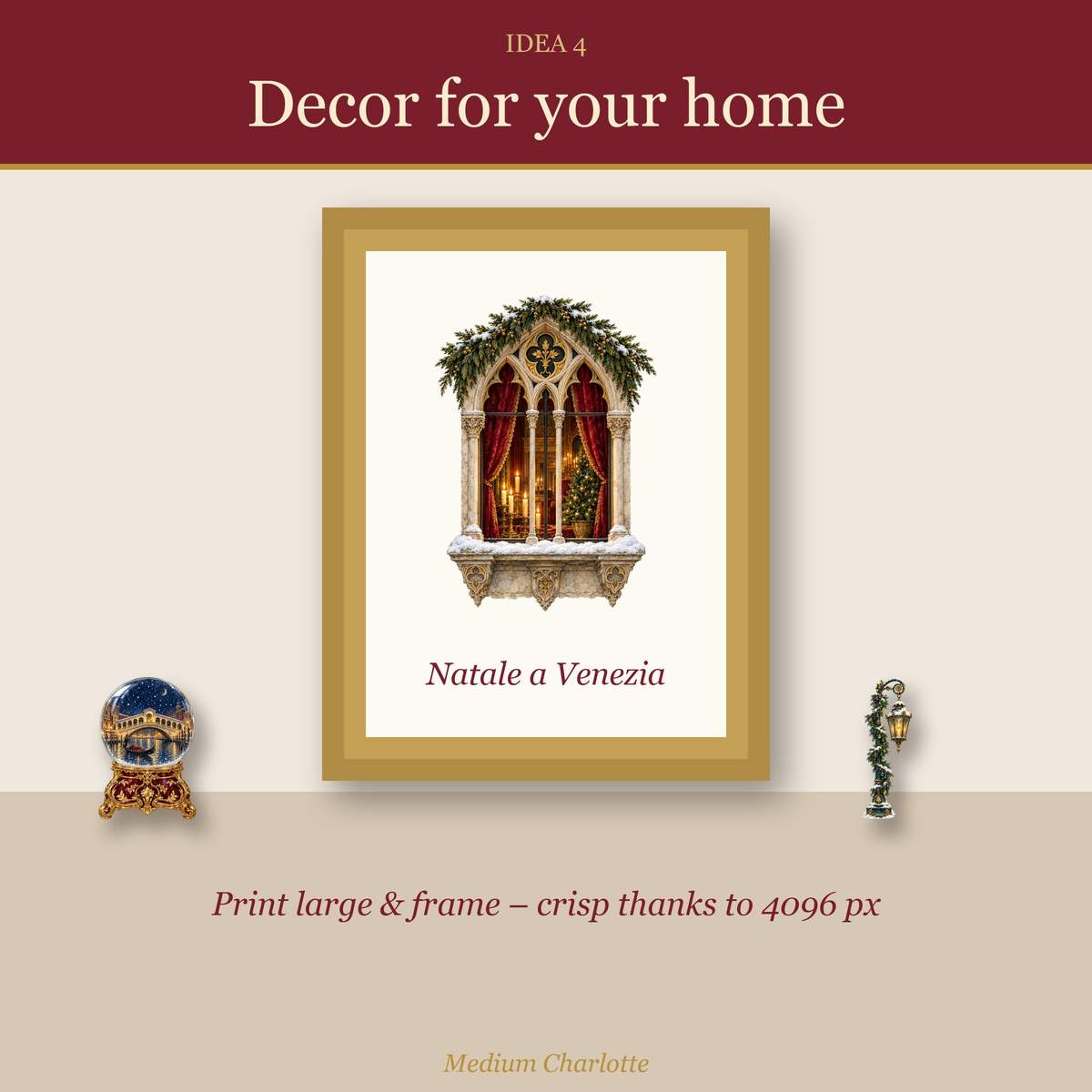 Venice Christmas Clipart – Lion of St Mark, Snow Globe & Wreath – 9 Transparent PNG