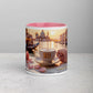 Venedig-Tasse «111» mit rosa Innenseite auf grauem Steintisch, Vorderansicht